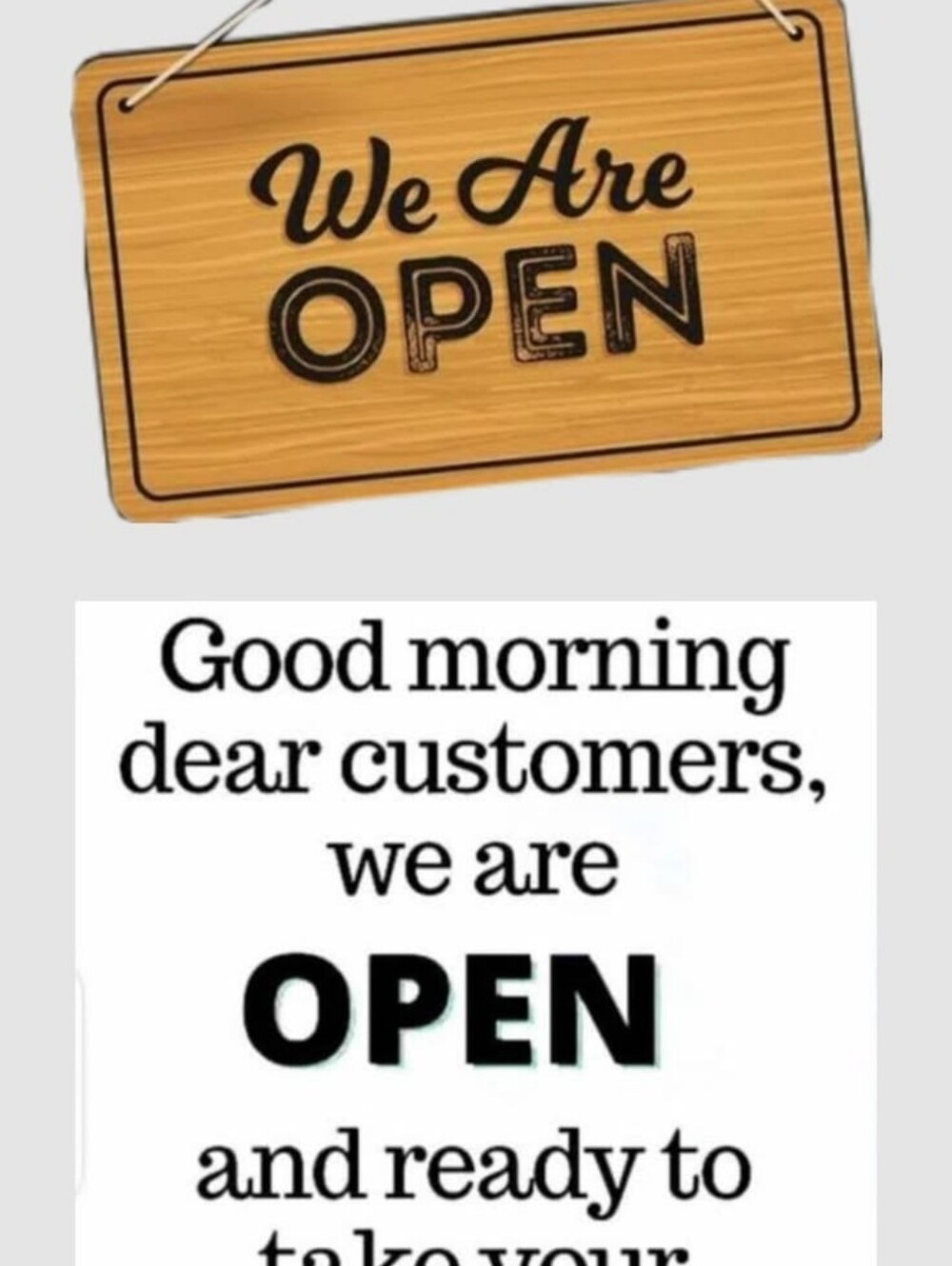 Open Sign Graphic - Wood Plaque & Black Text